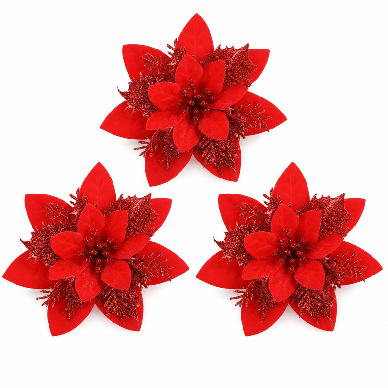 Glitter Christmas Flower Ornaments