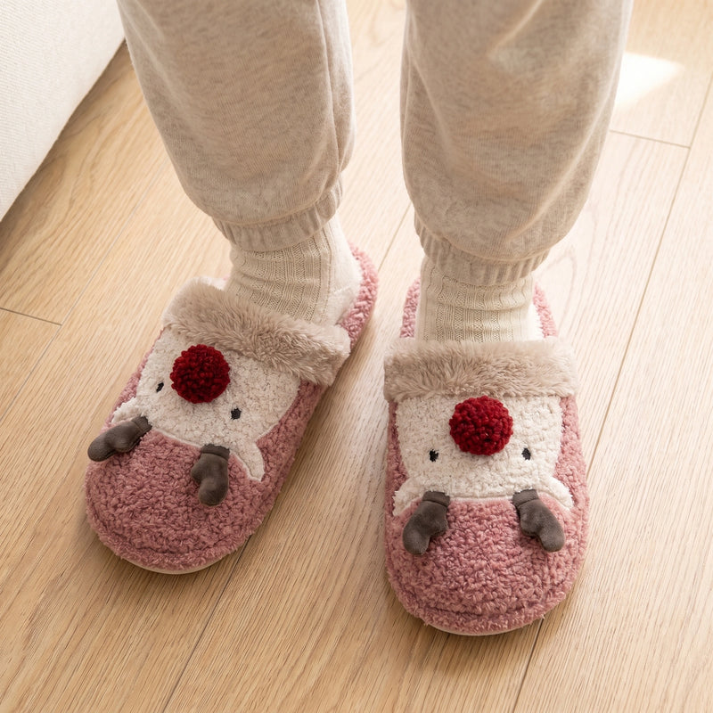 Reindeer Plush Christmas Slippers