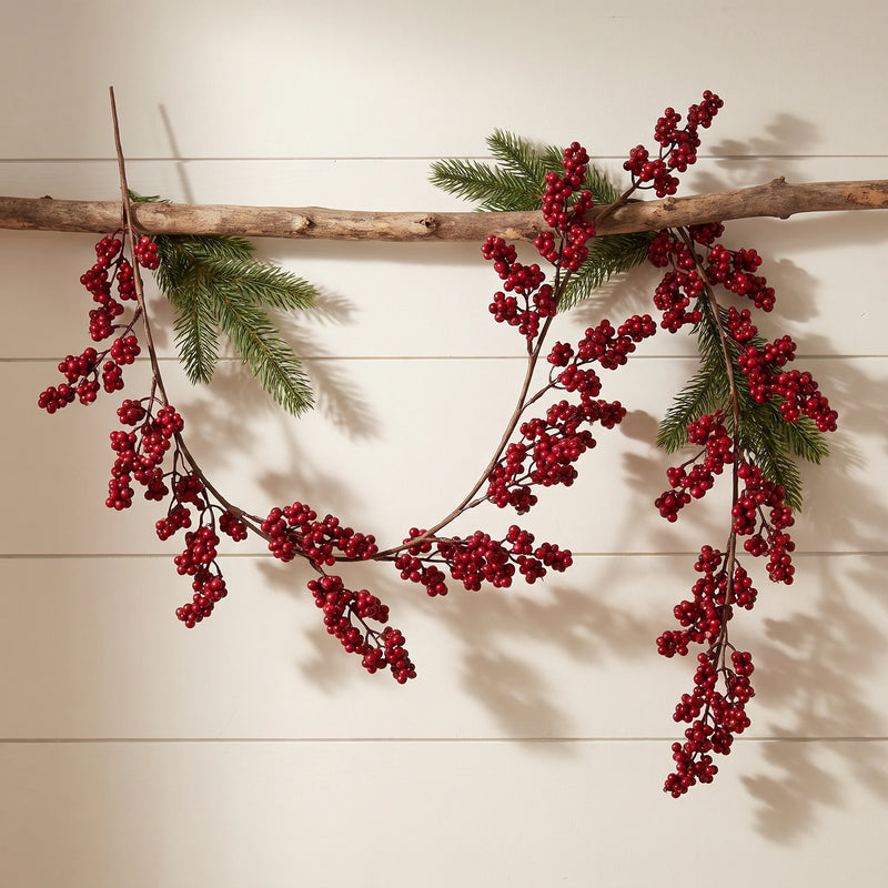Artificial Christmas Berry Vine, Red Berry Garland, Bendable