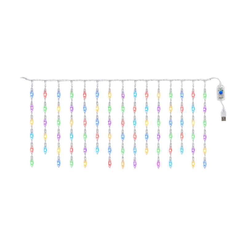 USB icicle curtain light, multicolour, on a white background