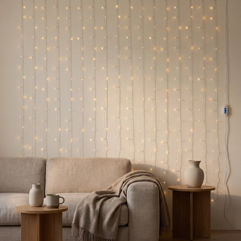 10 ft LED Curtain String Lights with Remote Control and USB Power