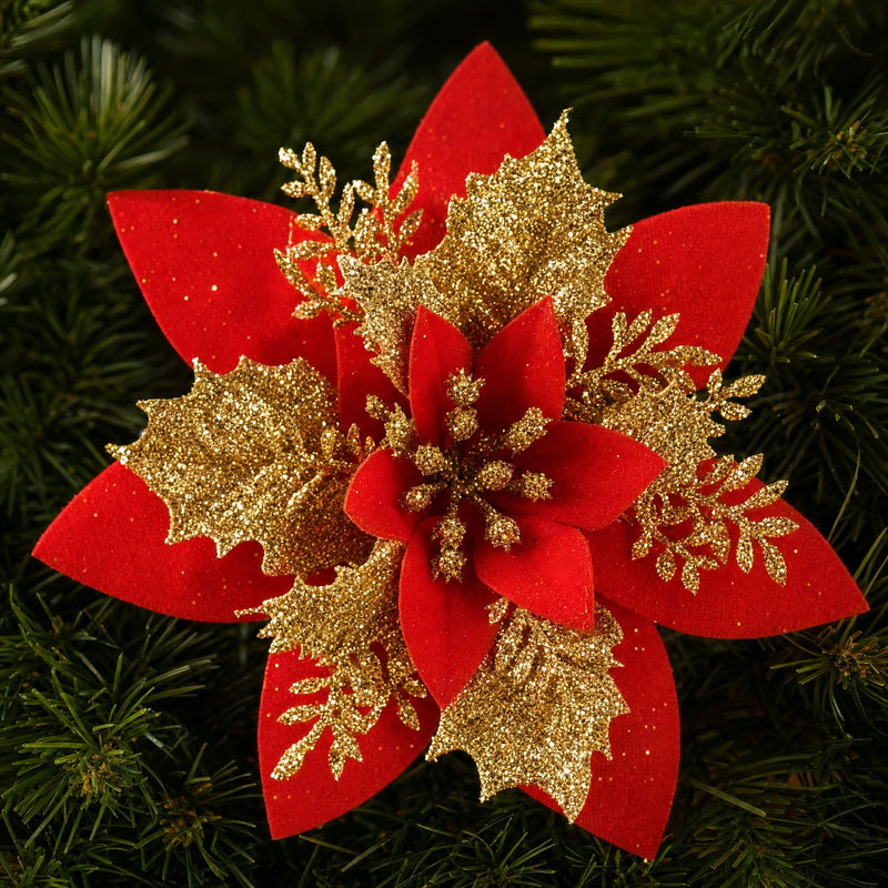 Glitter Christmas Flower Ornaments