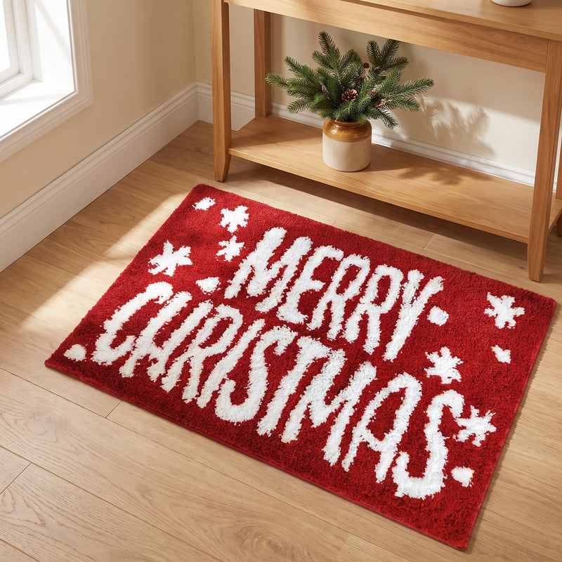 Merry Christmas Red Accent Rug