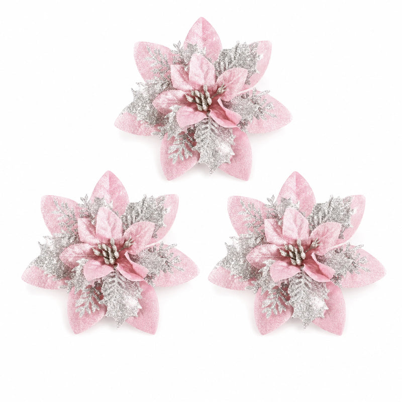 Glitter Christmas Flower Ornaments
