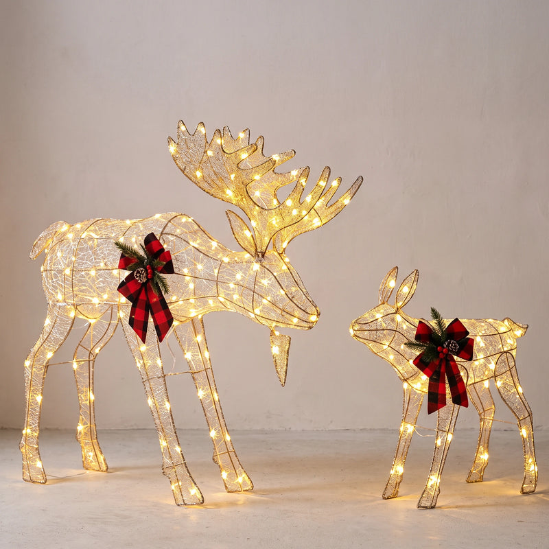 2 Piece Lighted Reindeer Family with 240 LED Lights
