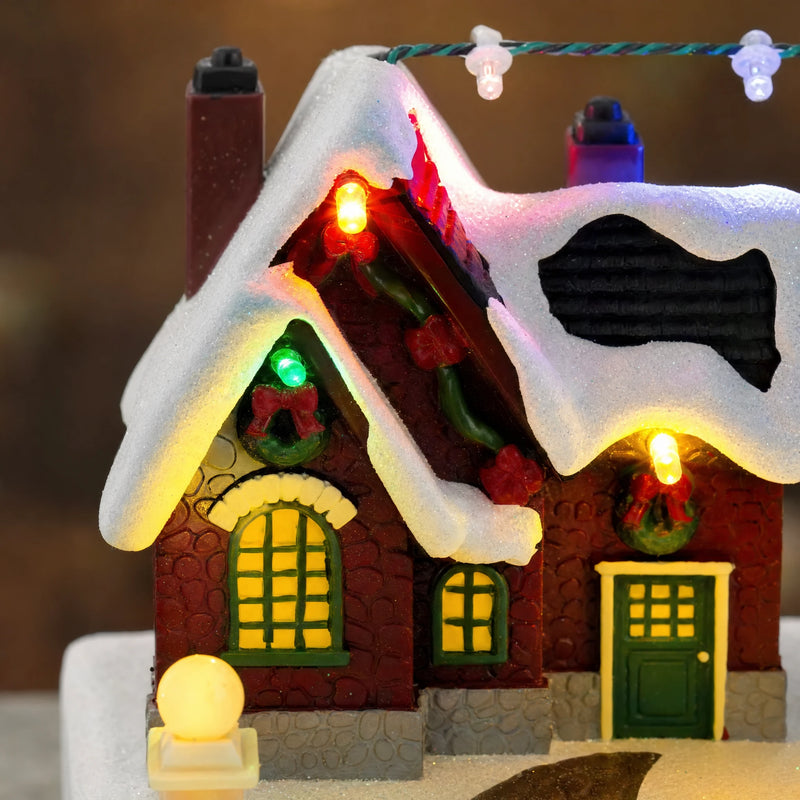 Lighted Christmas Village with Santa & Trees
