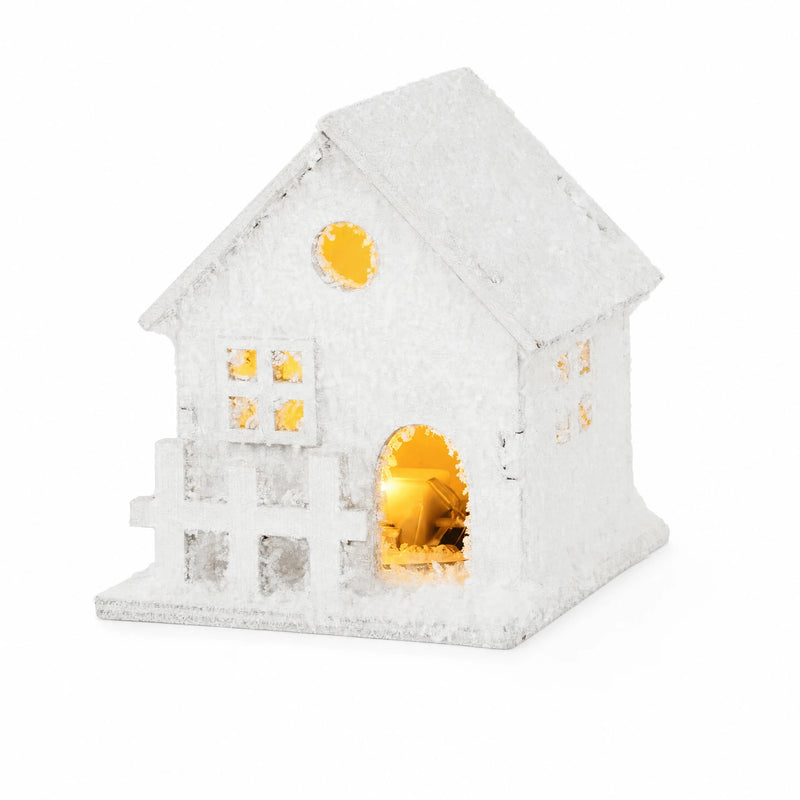 Snow-Flocked LED Christmas House