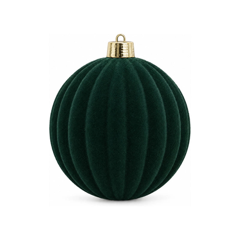 Flocked Christmas Balls – Large Ribbed Matte Baubles, 6 to 12 in