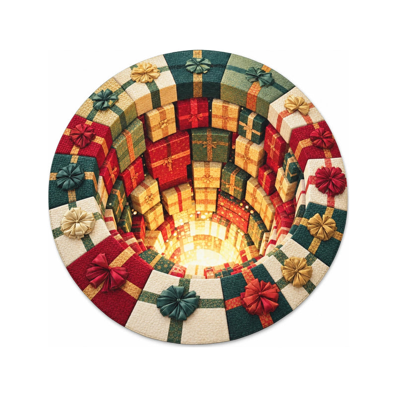 Color 6 wrapped gifts print round rug, 120 cm diameter, on a white background