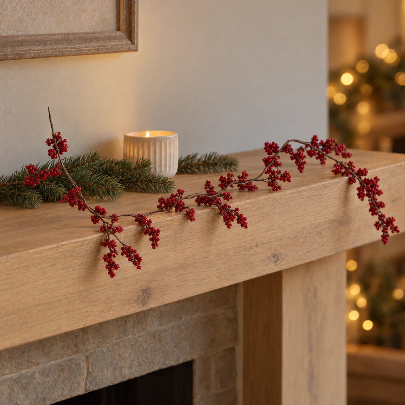 Artificial Christmas Berry Vine, Red Berry Garland, Bendable