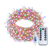 Copper wire light string, multicolour, on a white background