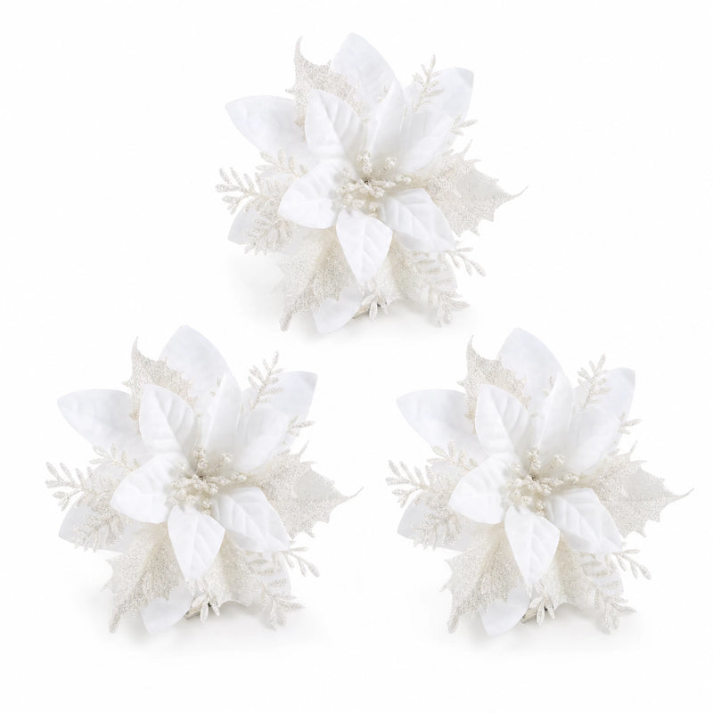 Glitter Christmas Flower Ornaments