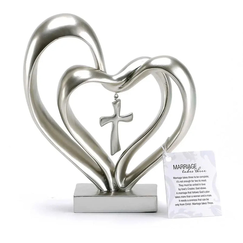 Entwined Heart & Cross Sculpture - Faith&Love Wedding Anniversary