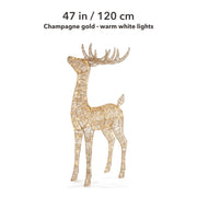 MerryNest™ Glitter Light-Up Christmas Deer — Champagne Gold, 47 in / 120 cm