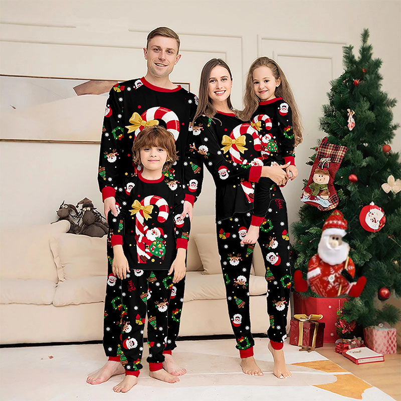 Christmas Family Matching Pyjamas — Santa & Candy Cane Print, 2-Piece Set