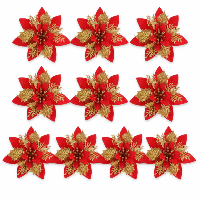Glitter Christmas Flower Ornaments