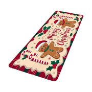 Long gingerbread Christmas runner isolated from the supplier photograph on a white background, preserving the original Merry Christmas print