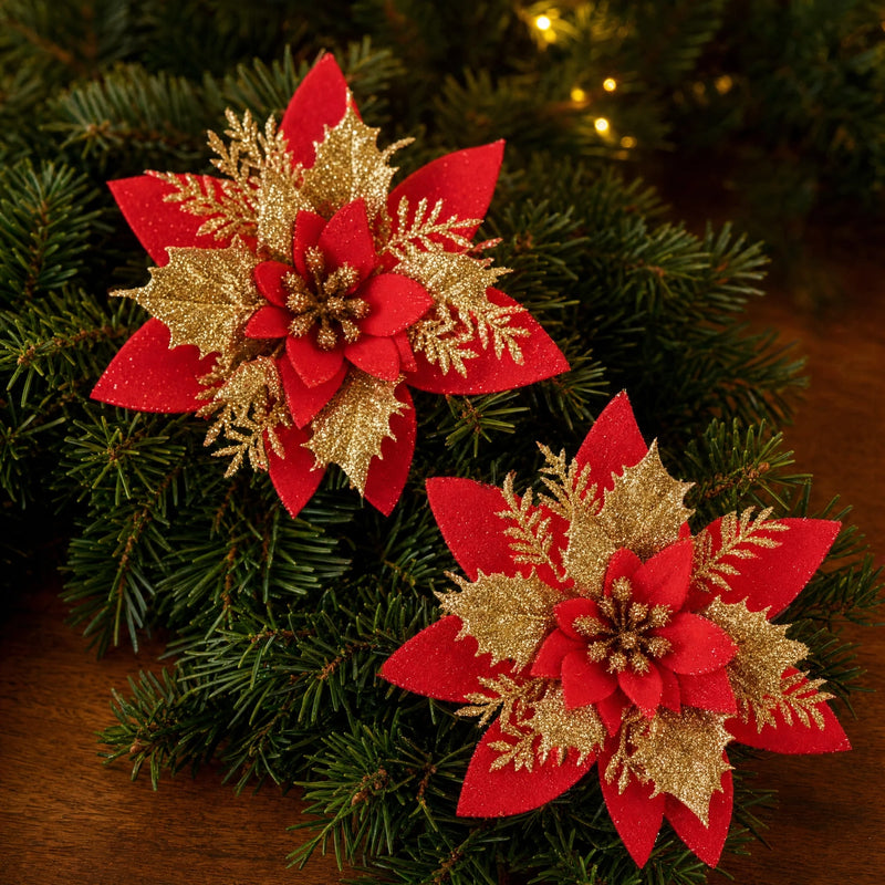 Glitter Christmas Flower Ornaments