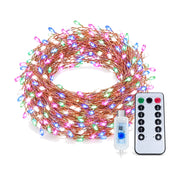Copper wire light string, 12 m 400 LED, multicolour, on a white background