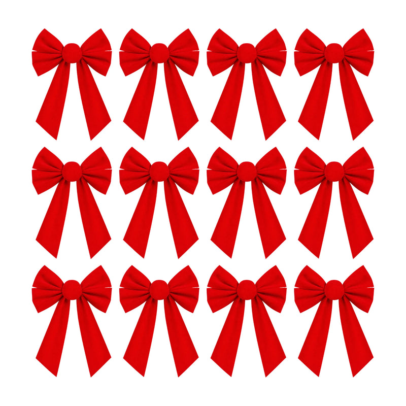 MerryNest™ Red Velvet Christmas Bows Set of 12 — 12 red velvet bows