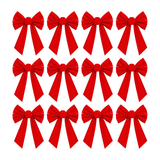 MerryNest™ Red Velvet Christmas Bows Set of 12 — 12 red velvet bows