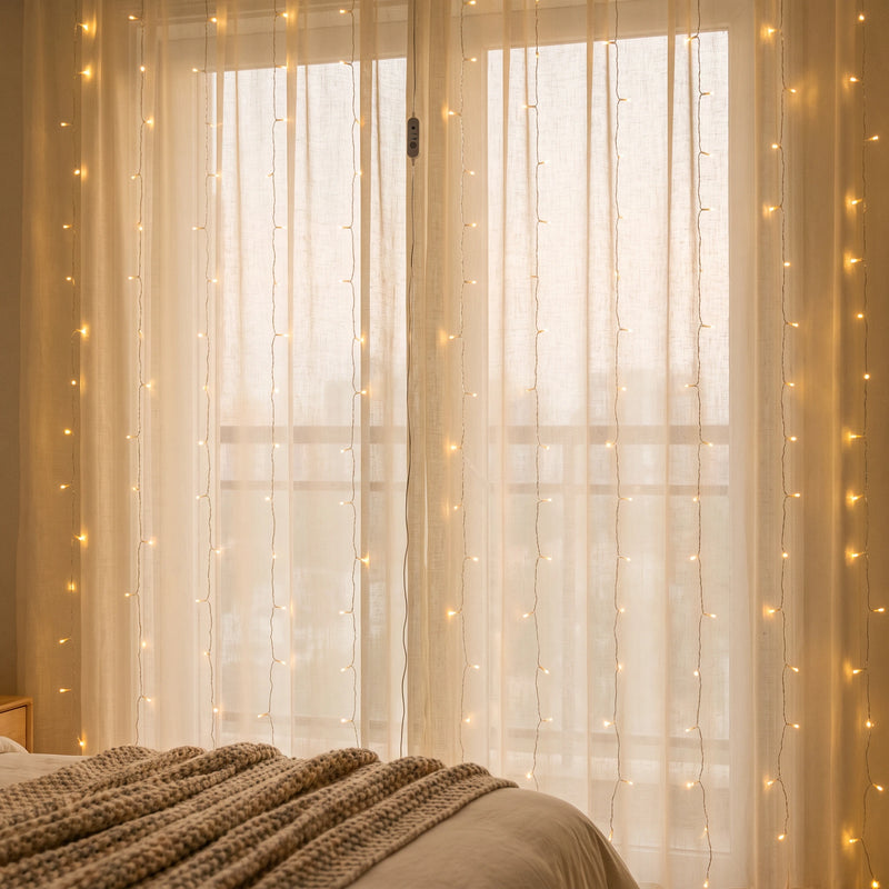 10 ft LED Curtain String Lights with Remote Control and USB Power