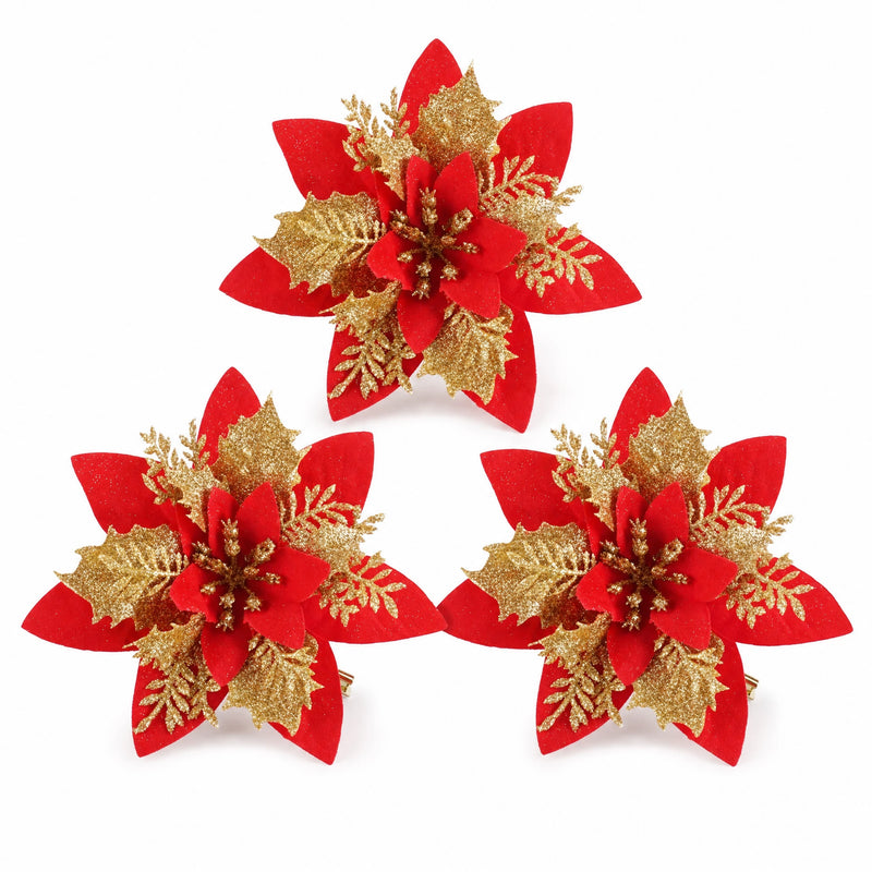 Glitter Christmas Flower Ornaments
