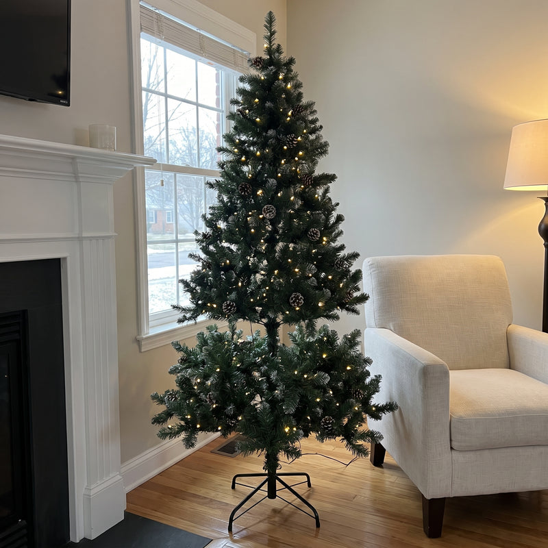 6-Ft Pre-Lit Snow-Flocked Spruce Tree