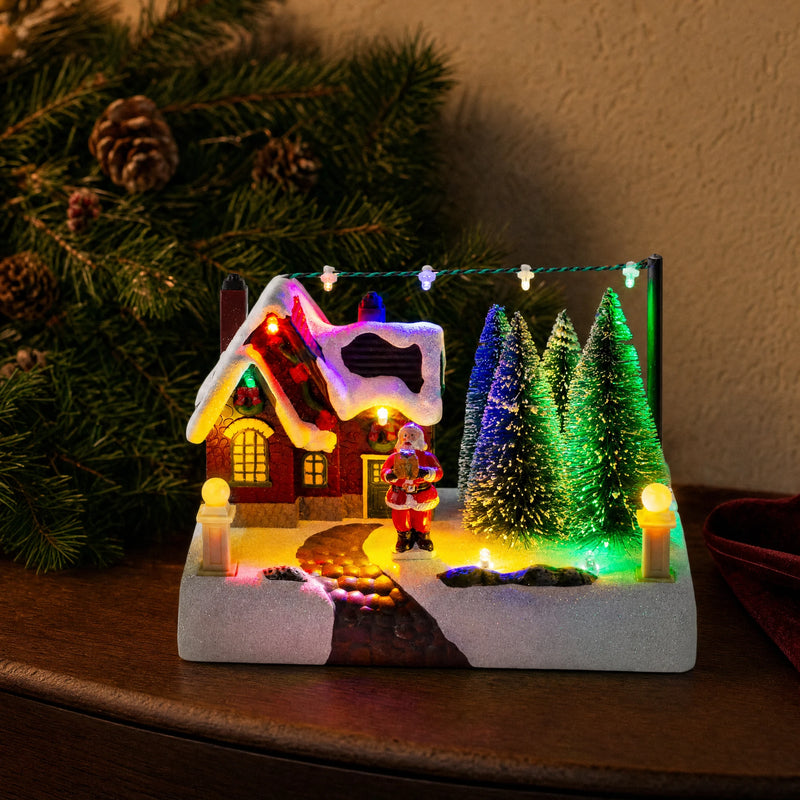Lighted Christmas Village with Santa & Trees