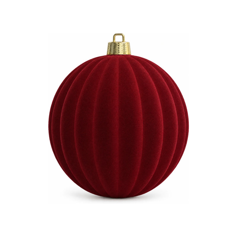 Flocked Christmas Balls – Large Ribbed Matte Baubles, 6 to 12 in