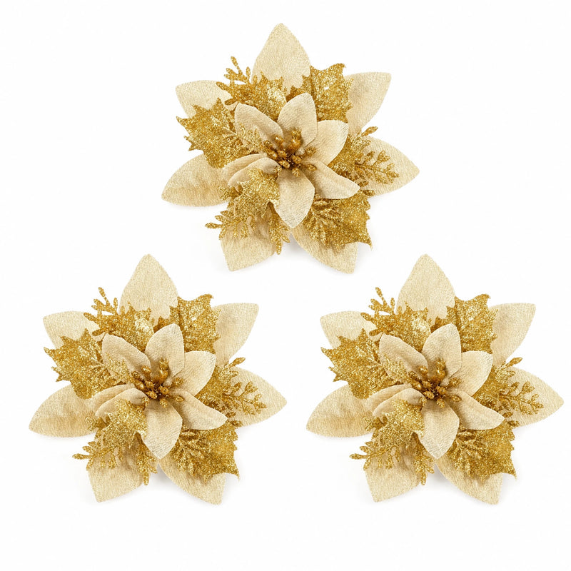 Glitter Christmas Flower Ornaments