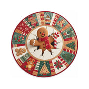 Color 3 gingerbread character print round rug, 120 cm diameter, on a white background