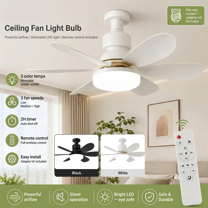 LED Ceiling Fan Light - with Remote Control