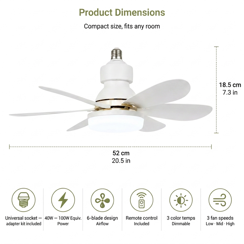 LED Ceiling Fan Light - with Remote Control