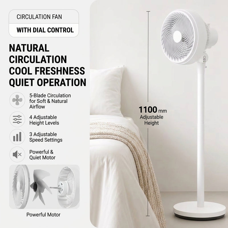 Adjustable Standing Fan - 70W Powerful Cooling with Remote Control