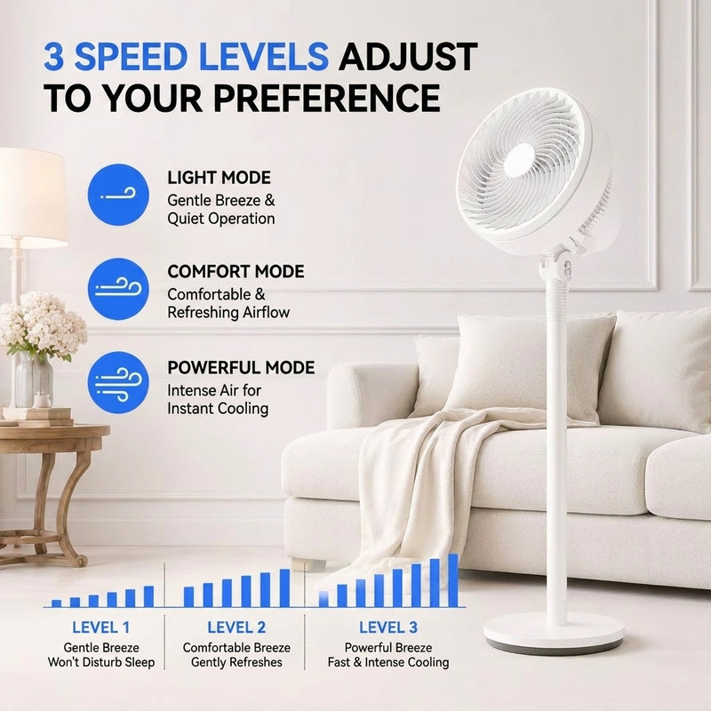 Adjustable Standing Fan - 70W Powerful Cooling with Remote Control