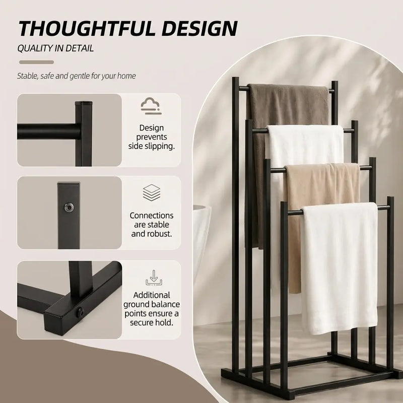 4-Tier Freestanding Towel Rack | Bathroom Organizer