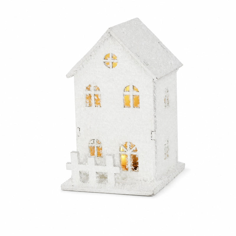 Snow-Flocked LED Christmas House