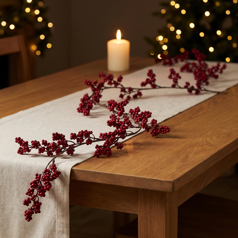 Artificial Christmas Berry Vine, Red Berry Garland, Bendable