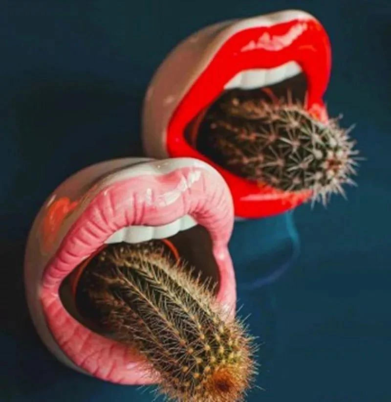 Smooch Lips Ceramic Planter