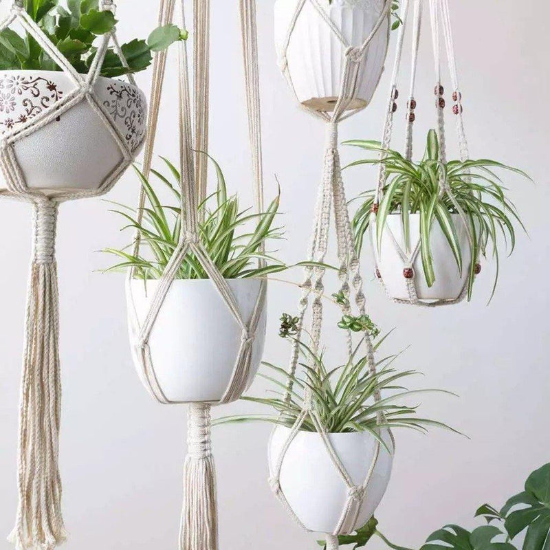 4-Piece Handcrafted Boho Macrame Plant Holder Set
