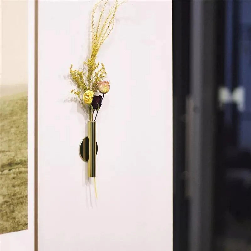 Sleek Metal Tube Vase