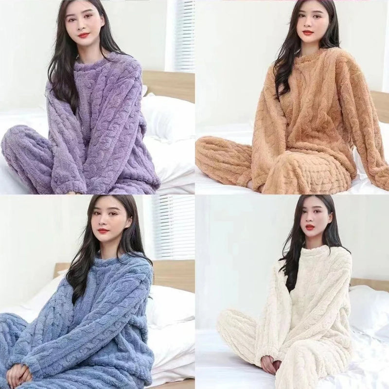 Plush Cable-Texture Pajama Set