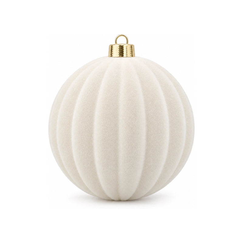 Flocked Christmas Balls – Large Ribbed Matte Baubles, 6 to 12 in