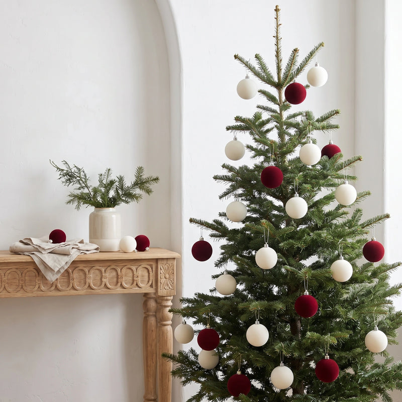 VelvetHearth™ 30-Piece Flocked Ornament Set