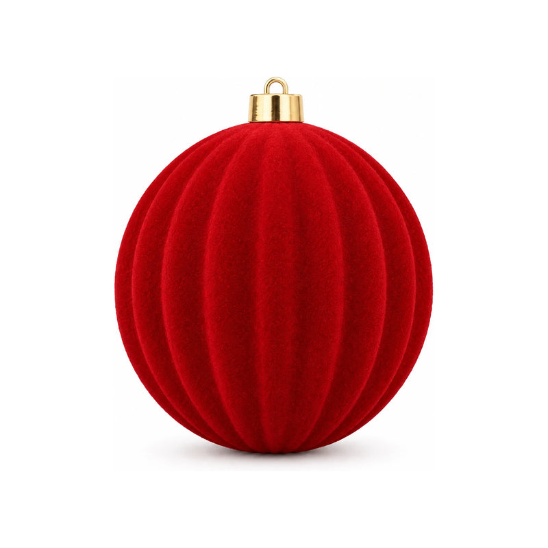 Flocked Christmas Balls – Large Ribbed Matte Baubles, 6 to 12 in