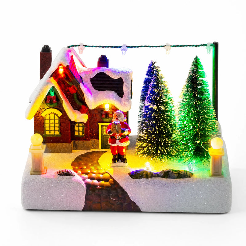 Lighted Christmas Village with Santa & Trees