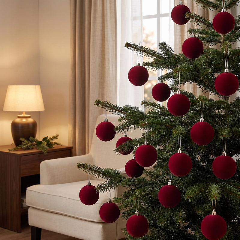 VelvetHearth™ 30-Piece Flocked Ornament Set
