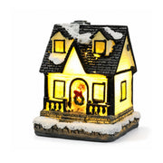 Style C snow-covered resin Christmas village house on a white background