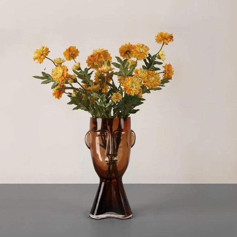 Artistic Face Handblown Glass Vase
